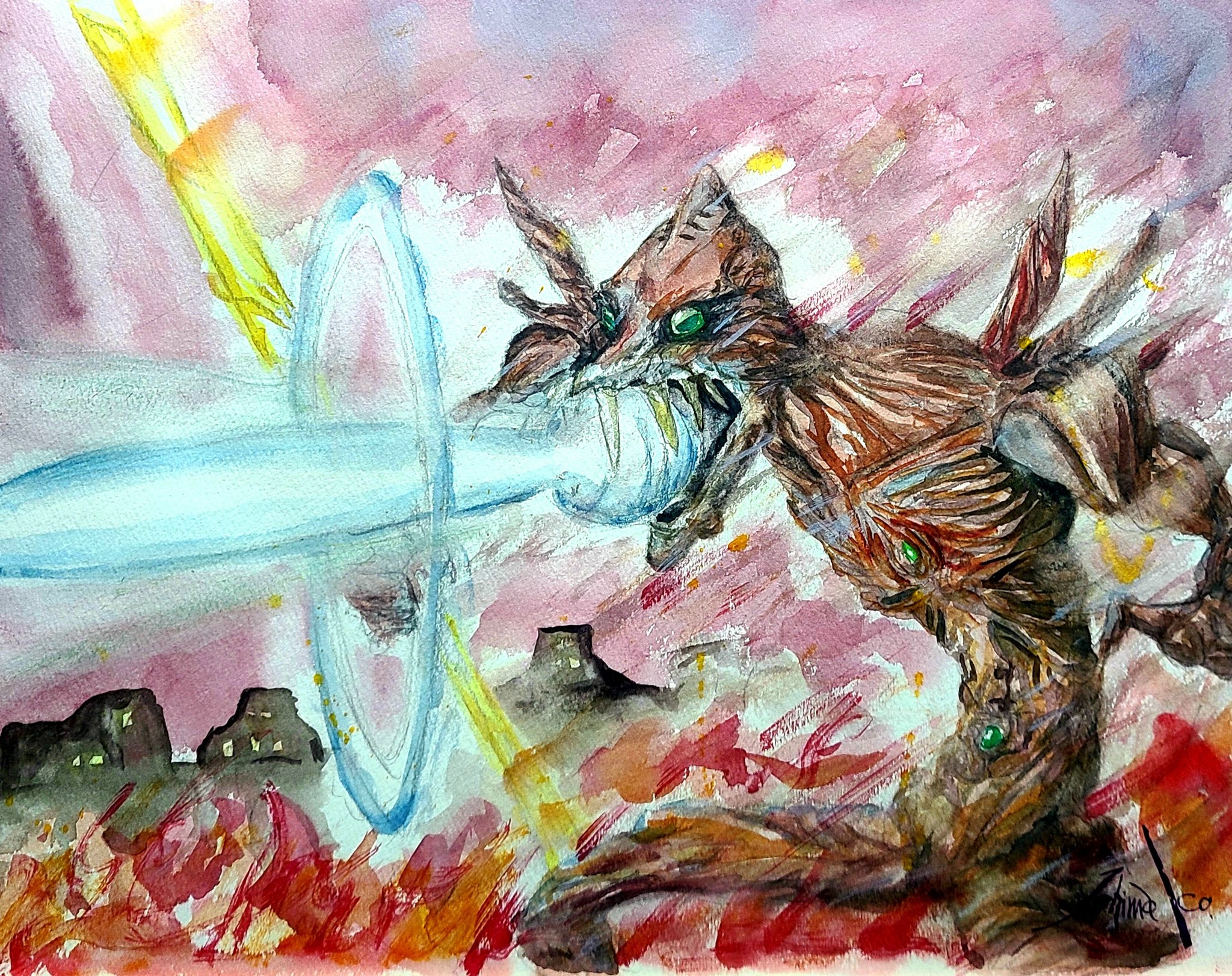 石丸子 火の七日間 完全体の巨神兵が大暴れする様子を想像して描いてみました 風の谷のナウシカ 巨神兵 ジブリ イラスト好きと繋がりたい ジブリ好きと繋がりたい アトリエの系譜 絵 T Co Zyn6vom98u Twitter