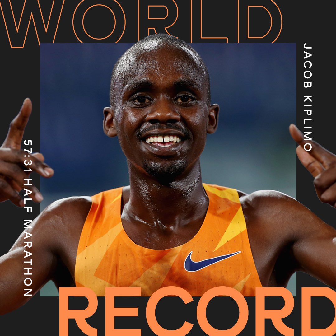 World Athletics (@worldathletics) on Twitter photo WORLD RECORD
The half marathon world champion becomes the world record holder!
Uganda's <a href="/jacobkiplimo2/">jacob kiplimo</a> breaks the men's half marathon world record by 1 second with 57:31 πΊπ¬ WORLD RECORD
The half marathon world champion becomes the world record holder!
Uganda's <a href="/jacobkiplimo2/">jacob kiplimo</a> breaks the men's half marathon world record by 1 second with 57:31 πΊπ¬