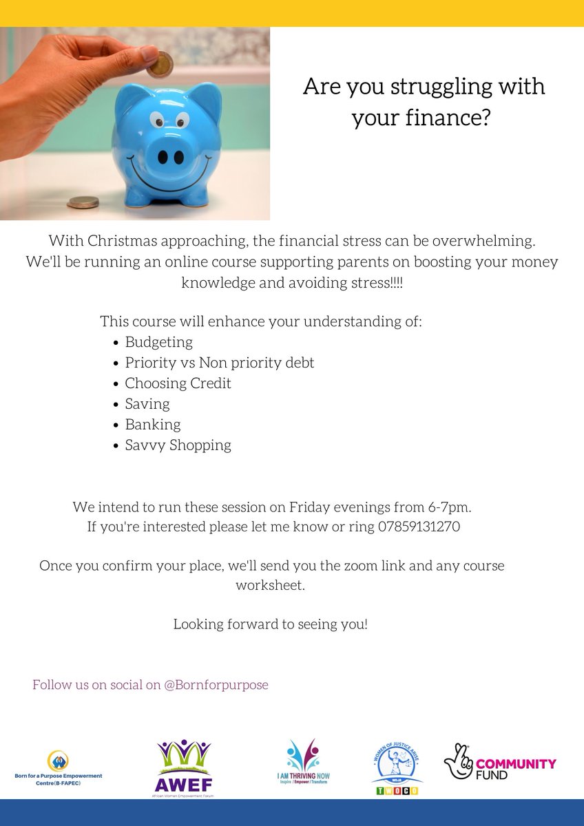 BFapec's tweet photo. Statistics show that financial hardship is one of the biggest causes of stress and poor mental wellbeing. Our BAME women  need some finance and management awareness.

With the financial support from the @TNLComFund  we are delighted to deliver this course for free! https://t.co/QL2vPb4Wnr