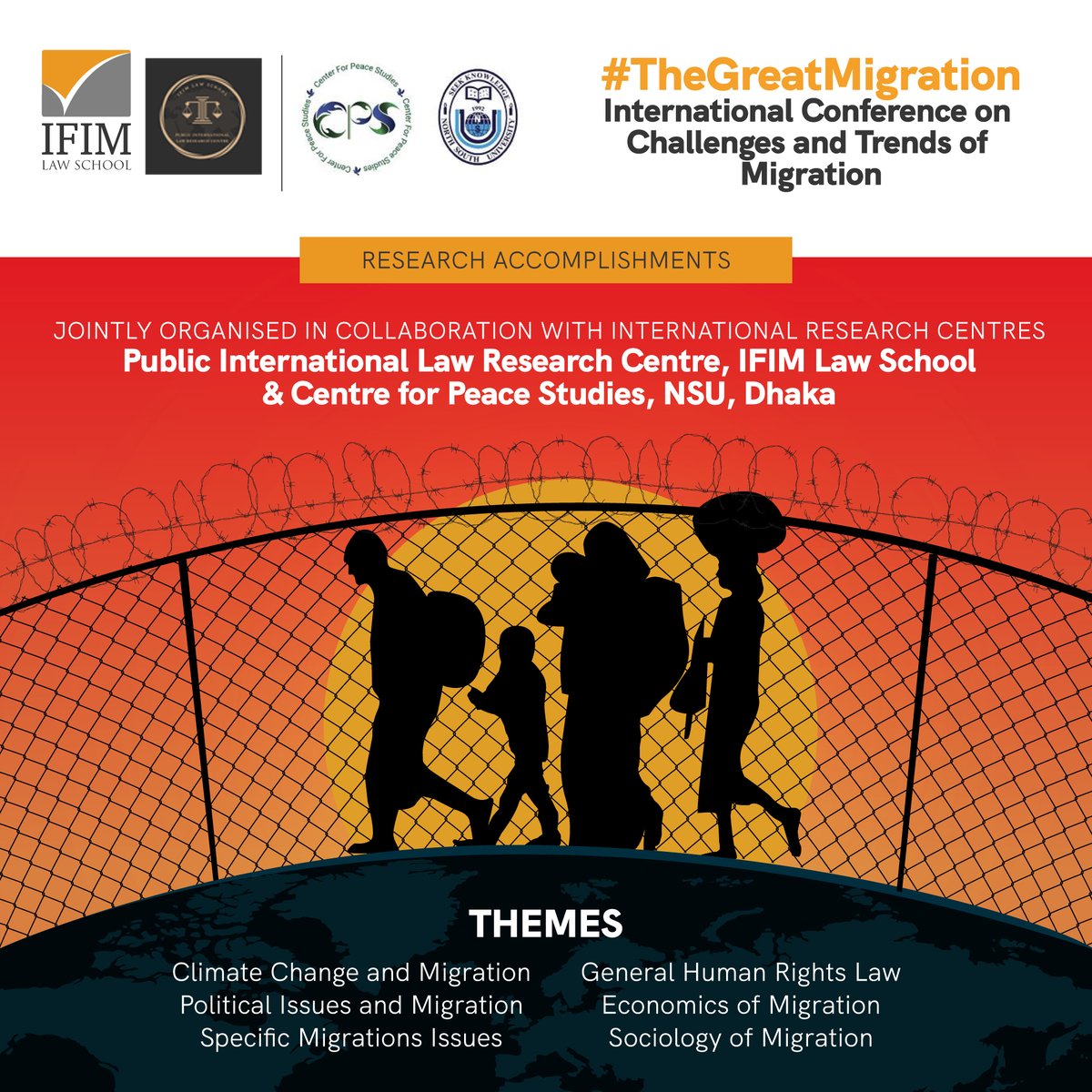 IFIMLawSchool's tweet photo. With the conclusion of the #InternationalConference on Challenges and Trends of #Migration, jointly organized by the Public International Law Research Centre of @IFIMLawSchool and Centre for Peace Studies, @NorthSouthU, Dhaka, (1/2) https://t.co/0ijxxRsCAV