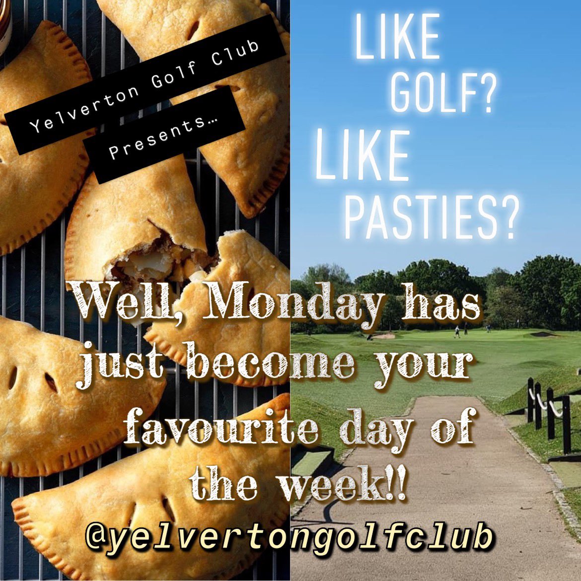 Yelvertongolf's tweet photo. Come and join us here at Yelverton Golf Club on Monday’s for 18 holes of golf and a pasty for £25.
Call The Pro Shop now on 01822 853593 to book your tee time!! @swsportsnews @PLsportsnews https://t.co/LZCJqibKTR
