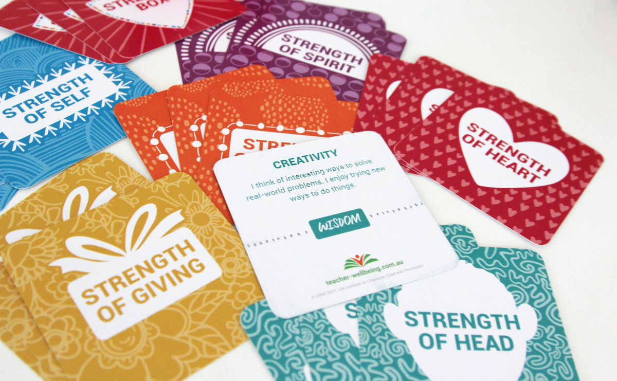 It's here, STRENGTH BOX - character strength conversations for educators. I'm so excited about these cards. They have been a long time coming. I hope you enjoy them too. See more here teacher-wellbeing.com.au/product/streng…

#teacherwellbeing #characterstrengths #conversationsmatter