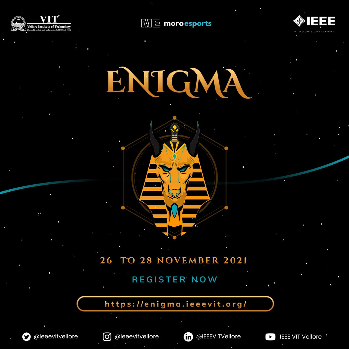 moroesports's tweet photo. VIT VELLORE Collaborating with MoroEsports for their upcoming fest.
@ieeevitvellore

The Registration portal is LIVE!

➡️ [LINK] : https://t.co/Ud0bf9P1DD

#ENIGMA #IEEE #cryptichunt #moroesports #8.0 https://t.co/6zQ2BUyBur