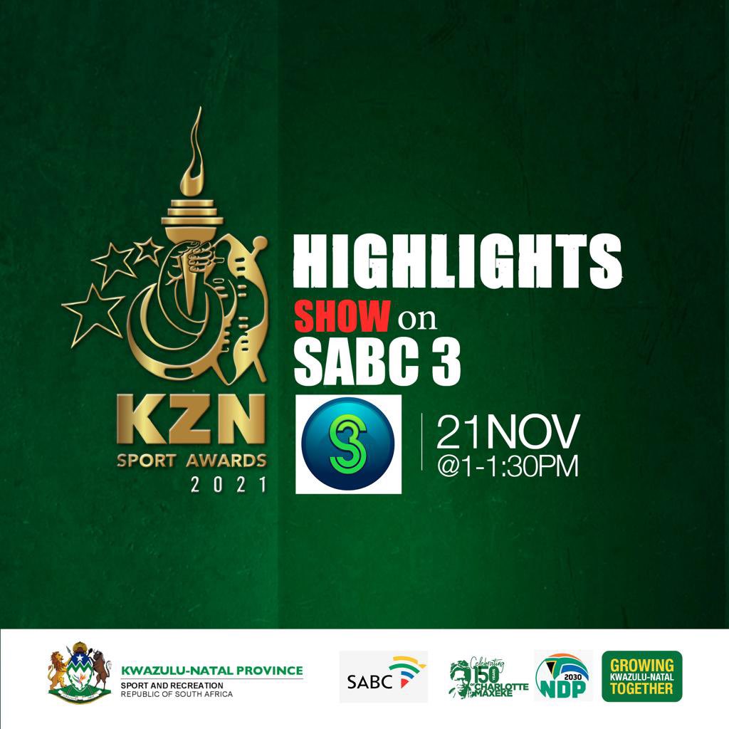 Catch the highlights of the 2021 KZN Sport Awards on SABC 3 at 13h00 today. #ActiveandwinningKZN #kznsportawards2021 #ompethabethu