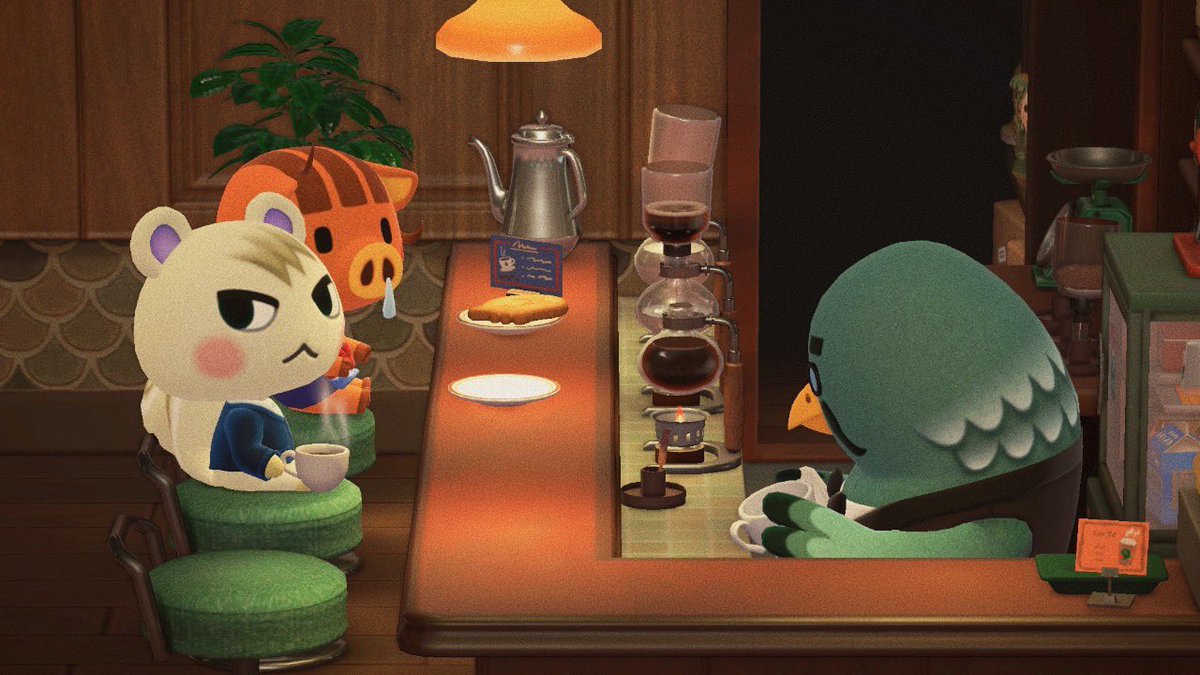 かわいいちびっ子たちがハトの巣で休憩してたよ ᵕ ジュンくんはコーヒーでウリちゃんはサブレなの可愛いなぁ あつ森写真部 あつまれどうぶつの森 ツイレポ