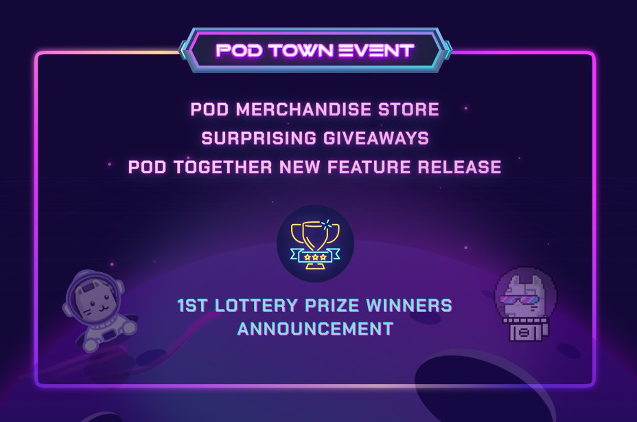 pod_town's tweet photo. Another week, another event 🎉
Join us &amp; celebrate these amazing things 🚀

🧢 Pod Merchandise Store
🍀 Minigame &amp; Giveaway
🧨 Pod Together Beta New Release
🏆 1st Lottery Prize 

🔥 Nov 21 - 2PM UTC - Pod Town Discord 🔥

We awaits you 🤞
#PodGang #PodTogether #DeFi $FTM $SPIRIT https://t.co/cXt4DfXxUq