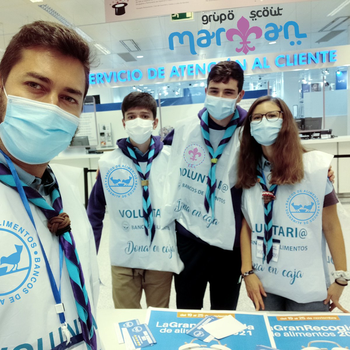 Ayer, día de la #infanciascout parte de nuestro Clan Rover y de nuestro Kraal prestó servicio voluntario para la Gran Recogida de Alimentos organizada por el #bancodealimentos en @hipercor el del <a href="/CCElFaro/">C.C. El Faro</a> SLPS!⚜️

#marwan #scouts #siemprelistos #badajoz #DiaDeLaInfancia