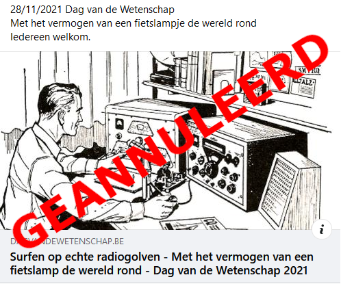 ON7AMI's tweet photo. Event Dag van de Wetenschap in Amateur radioclub De Pinte ON6MS vanwege de huidige Covid cijfers geannuleerd. 73 - ON7AMI https://t.co/BBdAiI4J78