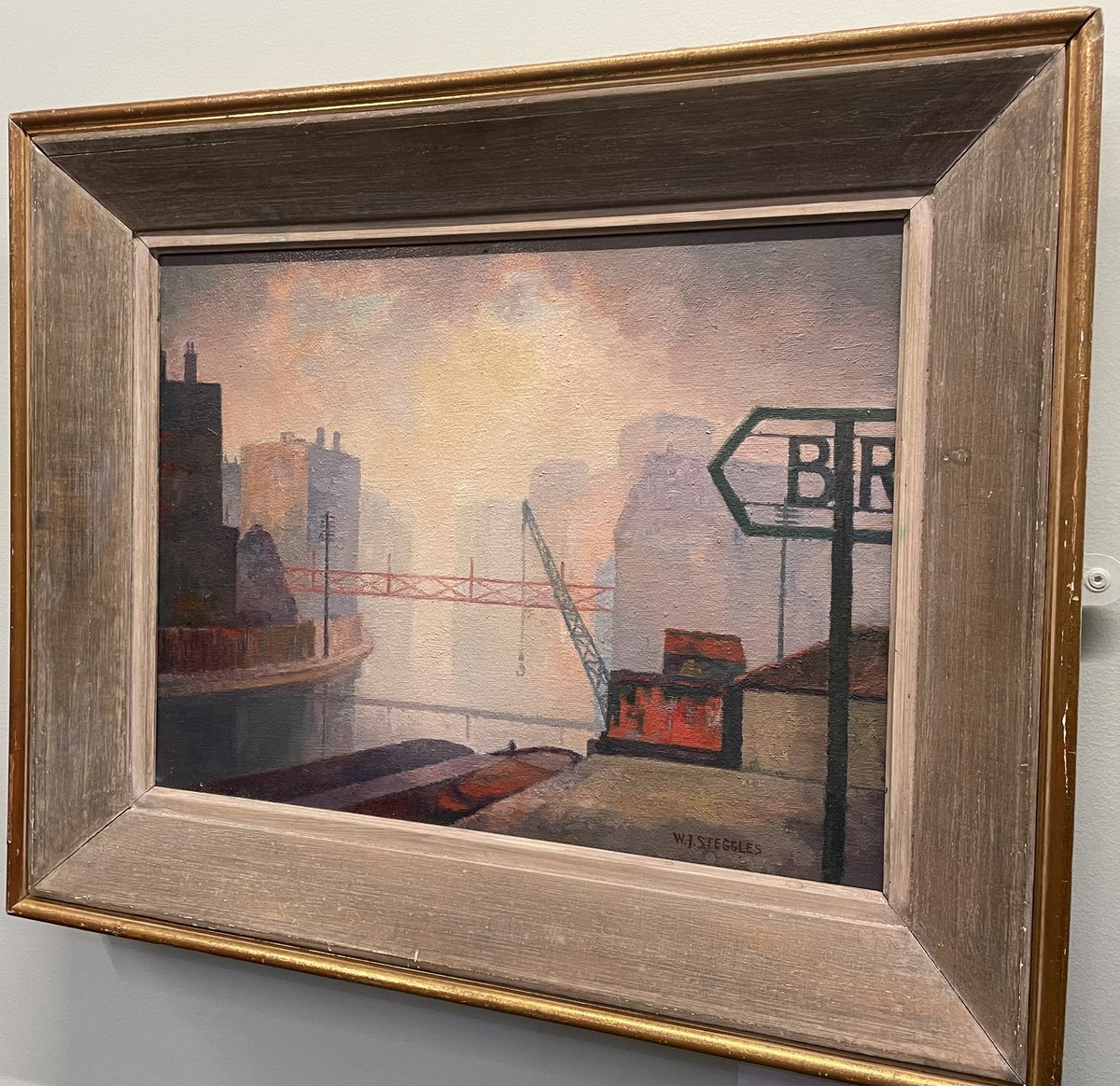 Highlights of <a href="/EastLondonGroup/">EastLondonGroup</a> excellent Brothers in Art show <a href="/BeecroftGallery/">Beecroft Art Gallery</a> in Southend (a short thread). Walter Steggles’ Brymay Wharf, The Red Bridge and Bow Bridge hanging alongside one another… 1/5