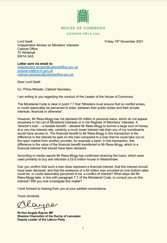 AngelaRayner's tweet image. .@Jacob_Rees_Mogg didn't declare a £6 million personal loan that he was able to borrow at a much lower interest rate than my constituents would have access to. 

His cut-price loan is a financial benefit to and must be declared as an interest. This must be investigated.