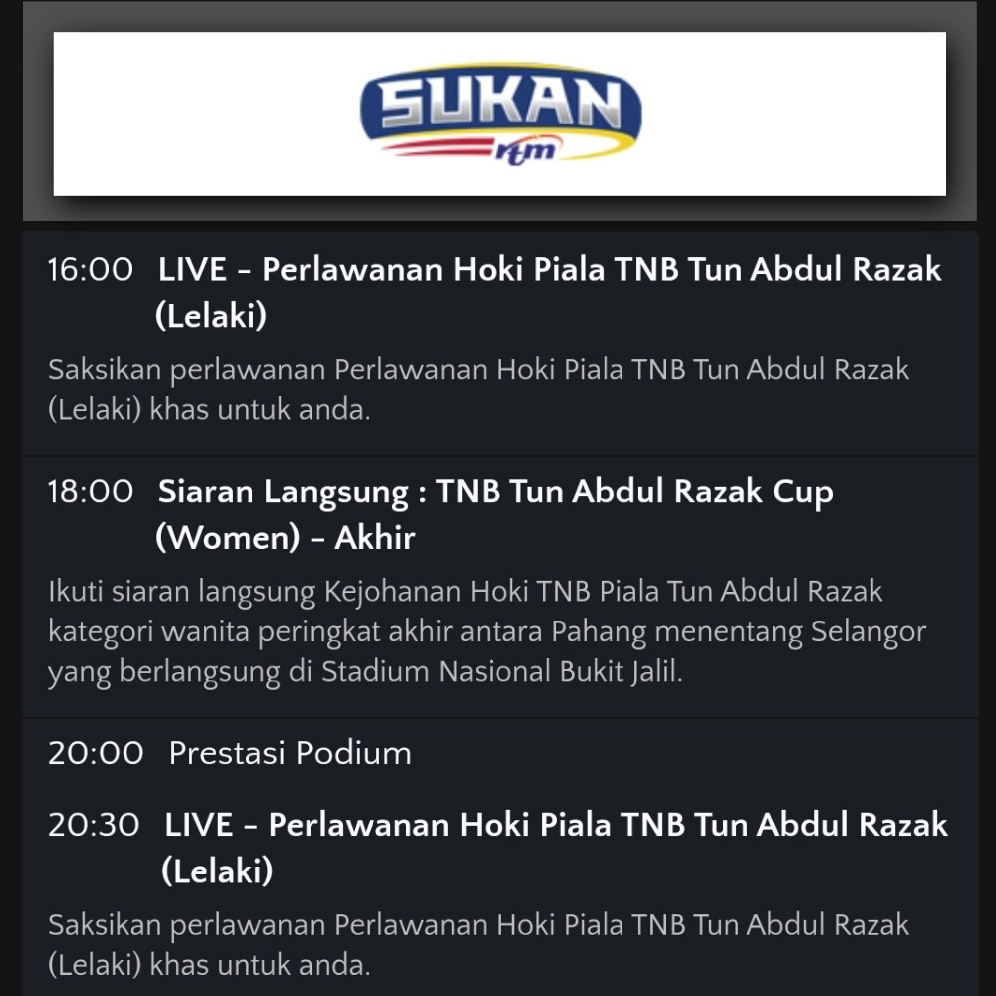 Streaming sukan rtm live RTM Turut