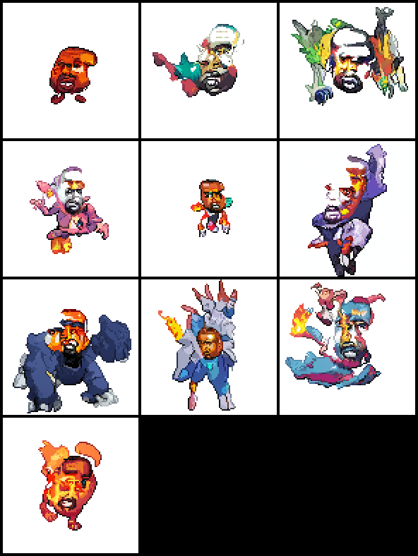stan_vossen's tweet photo. "Kanye West monster" in the style of: Dragon Quest, Pokemon, and Final Fantasy

Pixel art diffusion model and CLIP https://t.co/OZwAcGska0