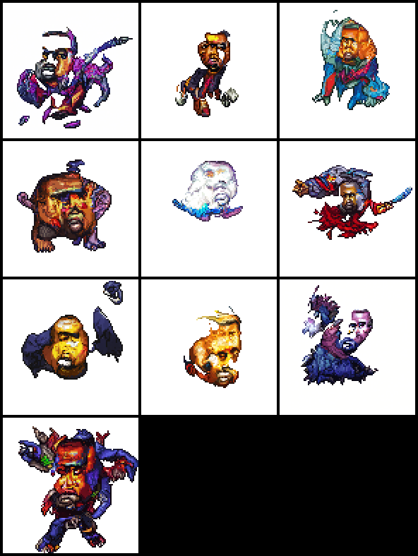 stan_vossen's tweet photo. "Kanye West monster" in the style of: Dragon Quest, Pokemon, and Final Fantasy

Pixel art diffusion model and CLIP https://t.co/OZwAcGska0