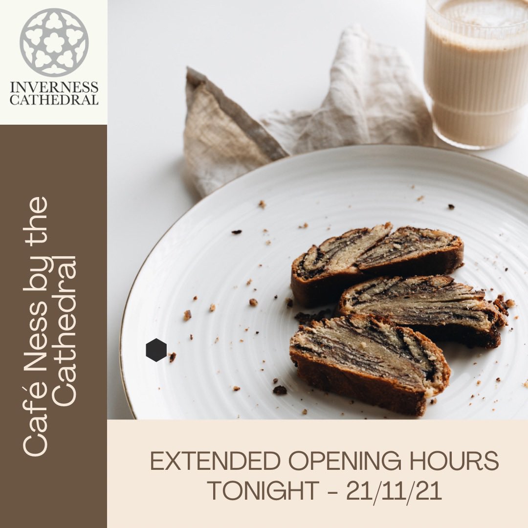 invcathedral's tweet photo. Are you attending the free @blasfestival event at the cathedral tonight ? Or passing through @inverness why not pop into our cafe for some delicious delights #inverness #invernesscafe https://t.co/cLF8Kfsign
