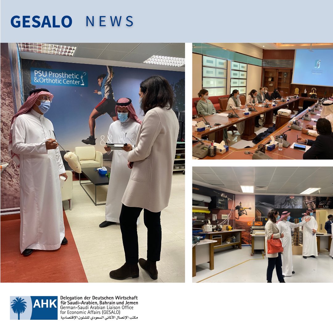 ahksaudi's tweet photo. Cooperation between research and industry is very important to develop an innovative and thriving economy. We enjoyed the discussion and impressive tour at theย @PrinceSultanUni in Riyadh.โจโจWe are looking forward to our cooperation!โจโจ#GESALO https://t.co/U8I3bSGo4A