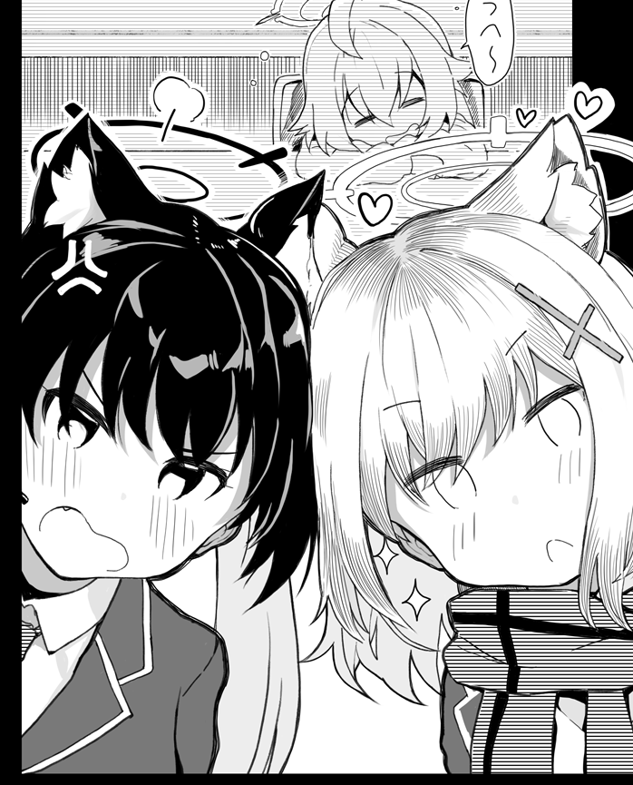 拙者ケモミミ娘2人が耳をくっつける耳合わせポーズすこすこ侍 