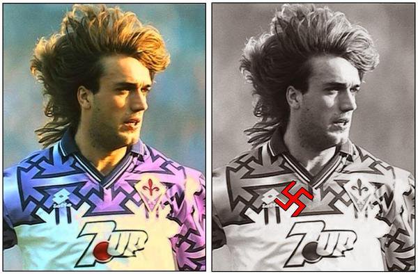 90sfootball's tweet photo. Fiorentina's infamous 'Swastika' kit, 1992/93. https://t.co/RfApHEnXPa