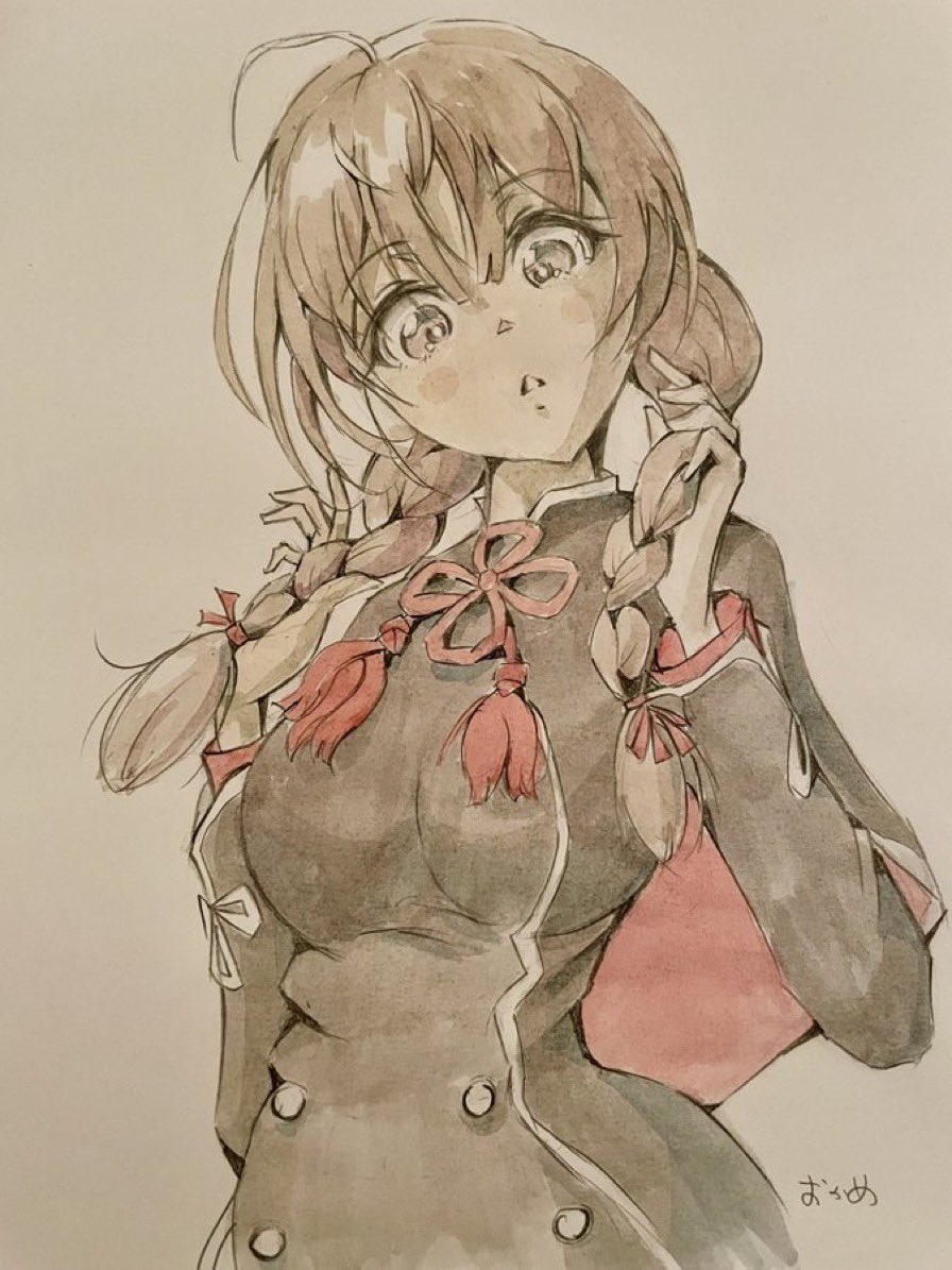 神州丸(艦これ) 「6月に描いたこの絵にファボいただけて。。。😄
今見ると正直ちょっと恥ずかしいけ」|おかめのイラスト
