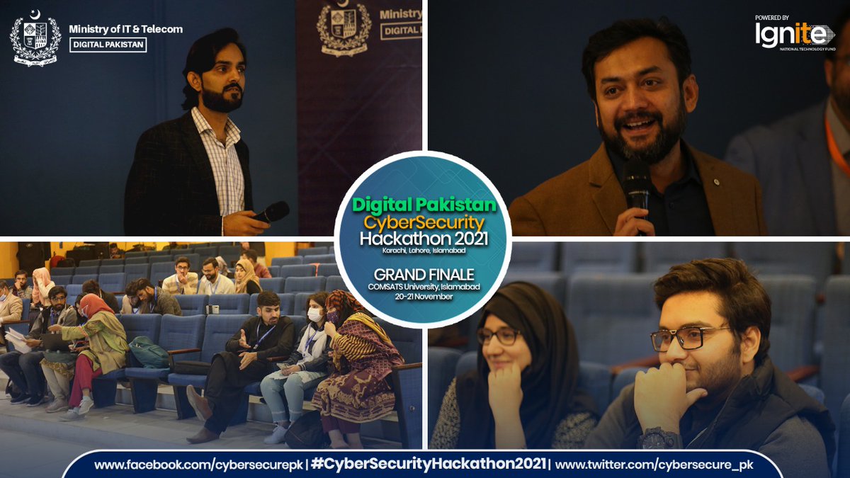 IgniteNTF's tweet photo. Quiz Competition! 
Day 2- Grand Finale- Digital Pakistan Cybersecurity Hackathon 2021

Pakistan's 1st Nationwide Cybersecurity Hackathon powered by @IgniteNTF - @MoitOfficial , happening at Comsats University Isl.

Watch live: https://t.co/mgUr9eZ6Lp

#CyberSecurityHackathon2021 https://t.co/bc2TkJPSHW