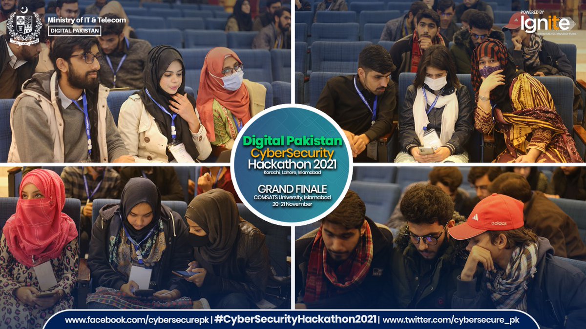 IgniteNTF's tweet photo. Quiz Competition! 
Day 2- Grand Finale- Digital Pakistan Cybersecurity Hackathon 2021

Pakistan's 1st Nationwide Cybersecurity Hackathon powered by @IgniteNTF - @MoitOfficial , happening at Comsats University Isl.

Watch live: https://t.co/mgUr9eZ6Lp

#CyberSecurityHackathon2021 https://t.co/bc2TkJPSHW