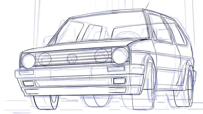 車描くのむずいわね 