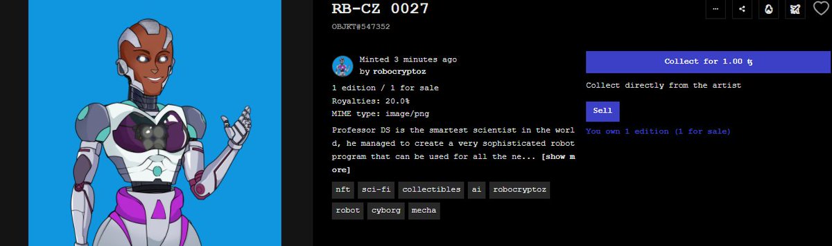 Robo_cryptoz's tweet photo. Dropped now! RB-CZ 0027!! Get it only on :  https://t.co/By58xD1A1a 
or
https://t.co/eCYz9H4bXl
 
@onhicetnunc

#NFT #hicetnunc2000 #OBJKT #tezos #NFTcollectibles #Mecha #Robotic #HEN https://t.co/ImMZLCSzXC