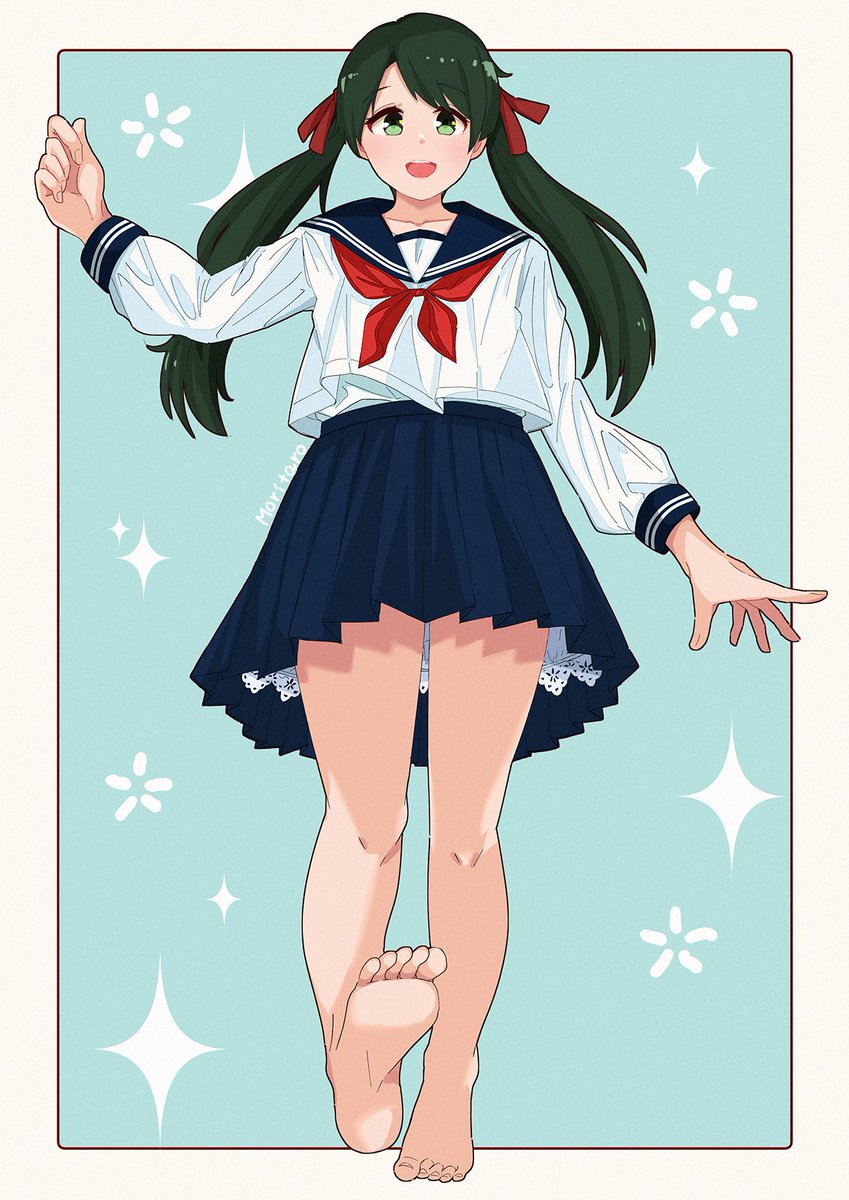 mikuma (kancolle) 1girl twintails solo skirt school uniform serafuku neckerchief  illustration images