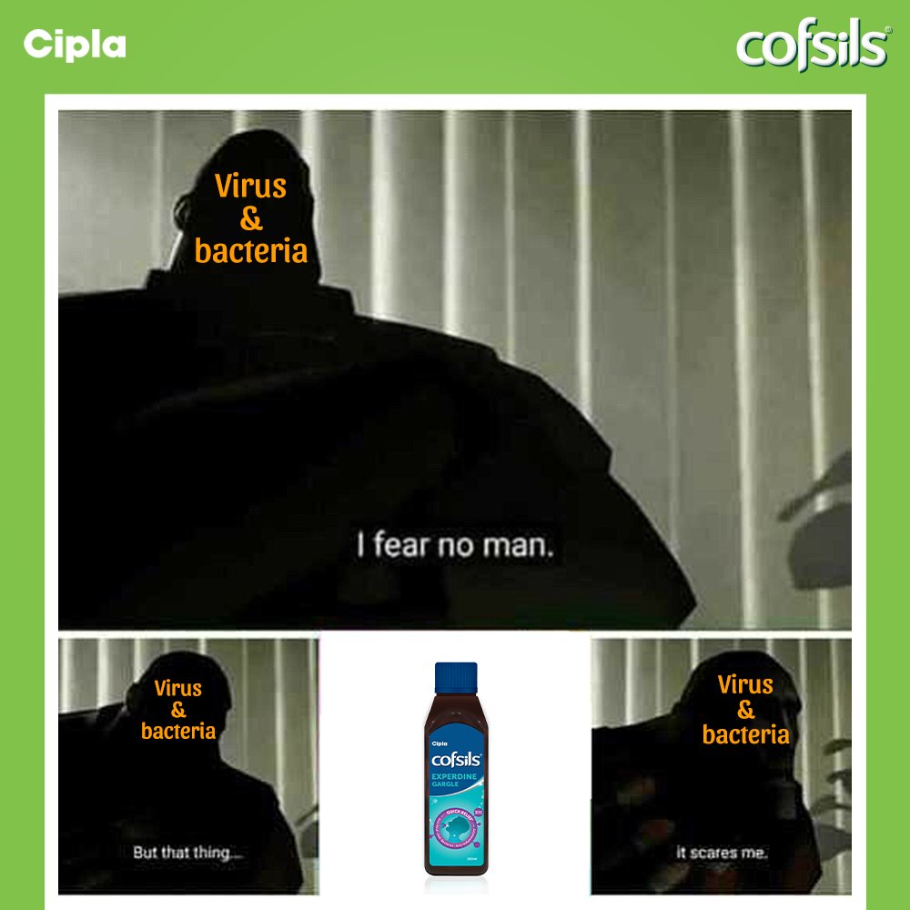 cofsils's tweet photo. Viruses and bacteria attacking your throat fear Cofsils Gargle for all the right reasons. Its #PovidoneIodine formula is effective against them in just 3๏ธโฃ0๏ธโฃ seconds. โบ๏ธ
For more info: https://t.co/uDvFJtWfRm
#Cofsils #UninterruptedLife #GargleForGoodHealth #Cipla https://t.co/TY3jeLejw3