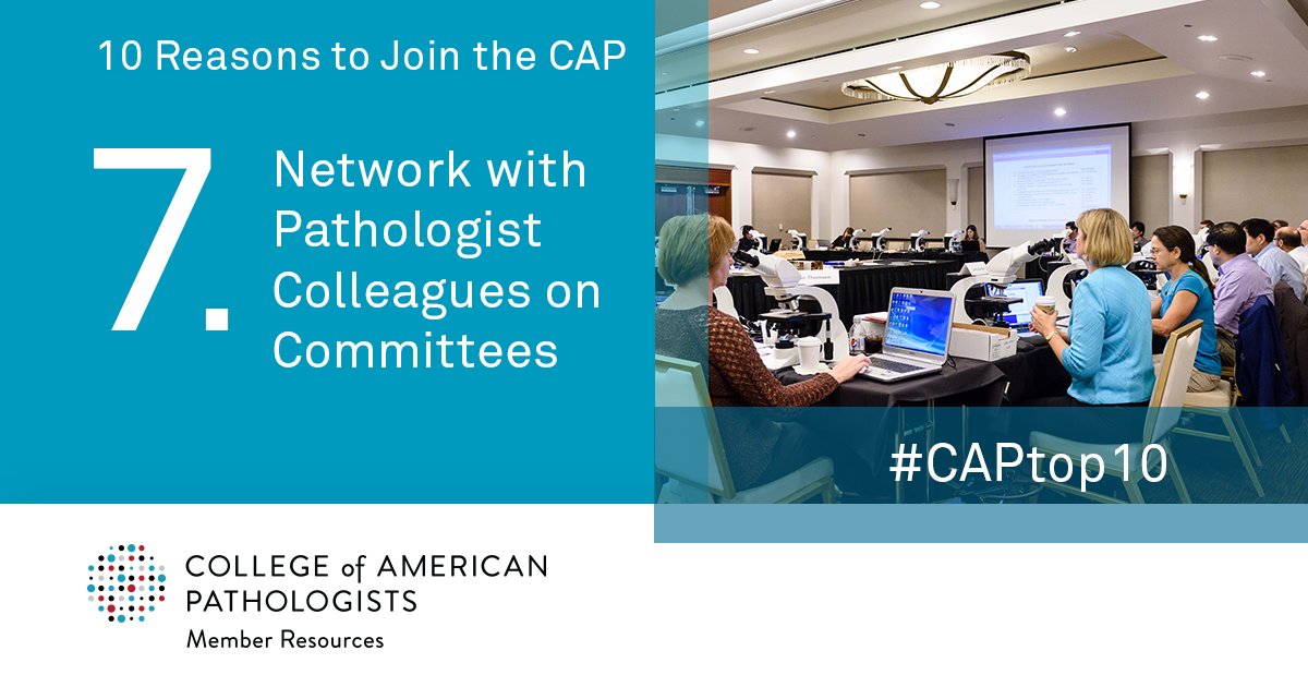 Pathologists's tweet photo. #CAPtop10 ➡️ 7️⃣ Go beyond the network and get involved in the CAP through participation on various councils, committees, or the House of Delegates: https://t.co/7komqfdTrN. https://t.co/cn8lCavncj