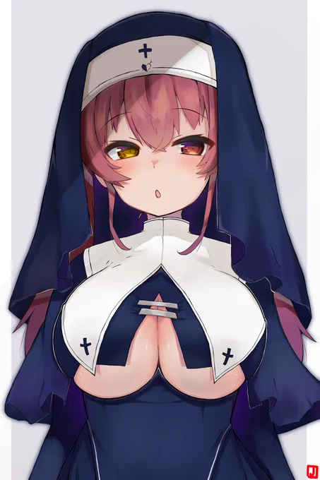 初見見た時お祈りのポーズじゃなくてこういうデザインのシスター服だと思った。
#シスターマリンの懺悔室 
#マリンのお宝 