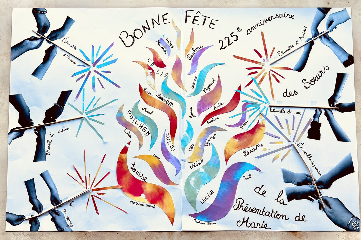 SarahPanda43's tweet photo. 🎂 Ce 21 novembre 2021 marque le 225e anniversaire de notre Tutelle! 💒
Dans notre petite école,construisons ensemble une flamme d'Espérance🔥à partir de nos étincelles d’amitié ✨d'amour, de pardon✨, d'espoir✨, de joie ✨et de vie✨.. pour la fête de la Présentation de Marie. https://t.co/lS7A1Oz9Uj