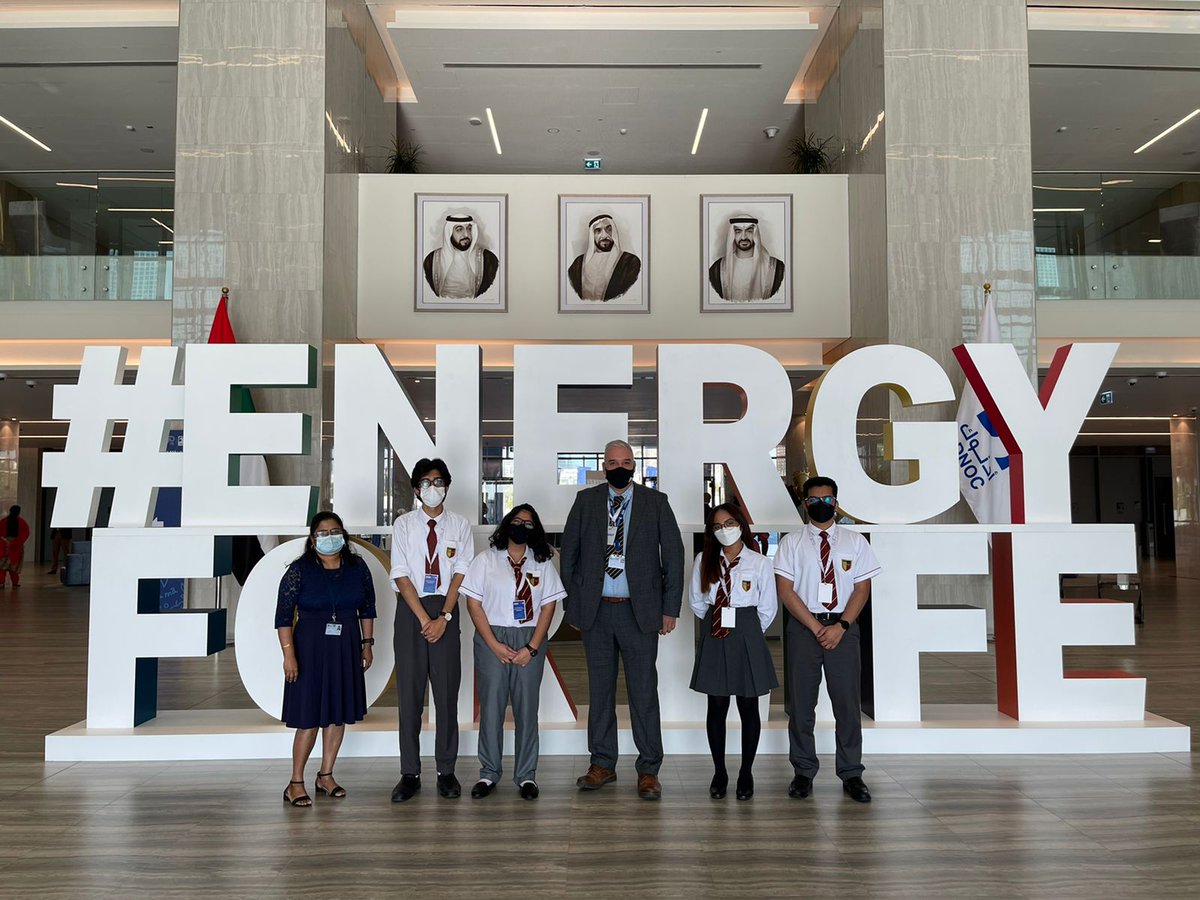 At the ADNOC Energy for Life finals with Dr Frithi and our year 13 students Joe, Salma,Knoll and Mohib <a href="/GemsChs/">GEMS_CHS</a> <a href="/GEMS_ME/">GEMS Education</a>