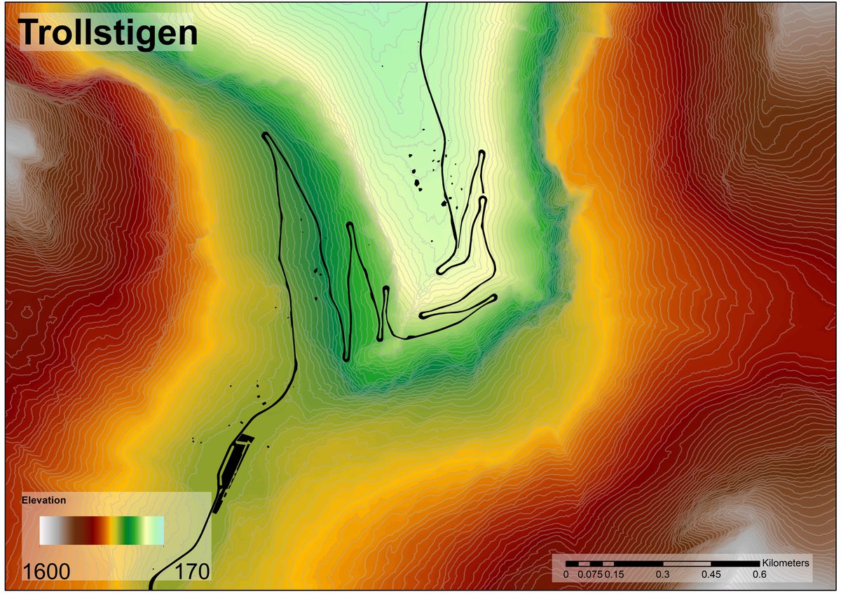 luchobt's tweet photo. #Day21 of #30DayMapChallenge : Elevation
Just an elevation map of beautiful #Trollstigen (The troll path). It's not the steepest ("only" 10% :P ) but one of the most iconic roads in #Norway @visitnorway @tjukanov @BlomNorway @MapsNorway https://t.co/wqyPyqJsDE