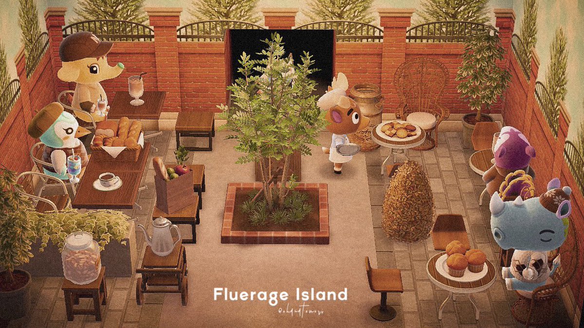 ohanatomori's tweet photo. 海外風 赤レンガのterrace cafe ☕️

#AnimalClossing #acnh https://t.co/uEFz1eFt3p