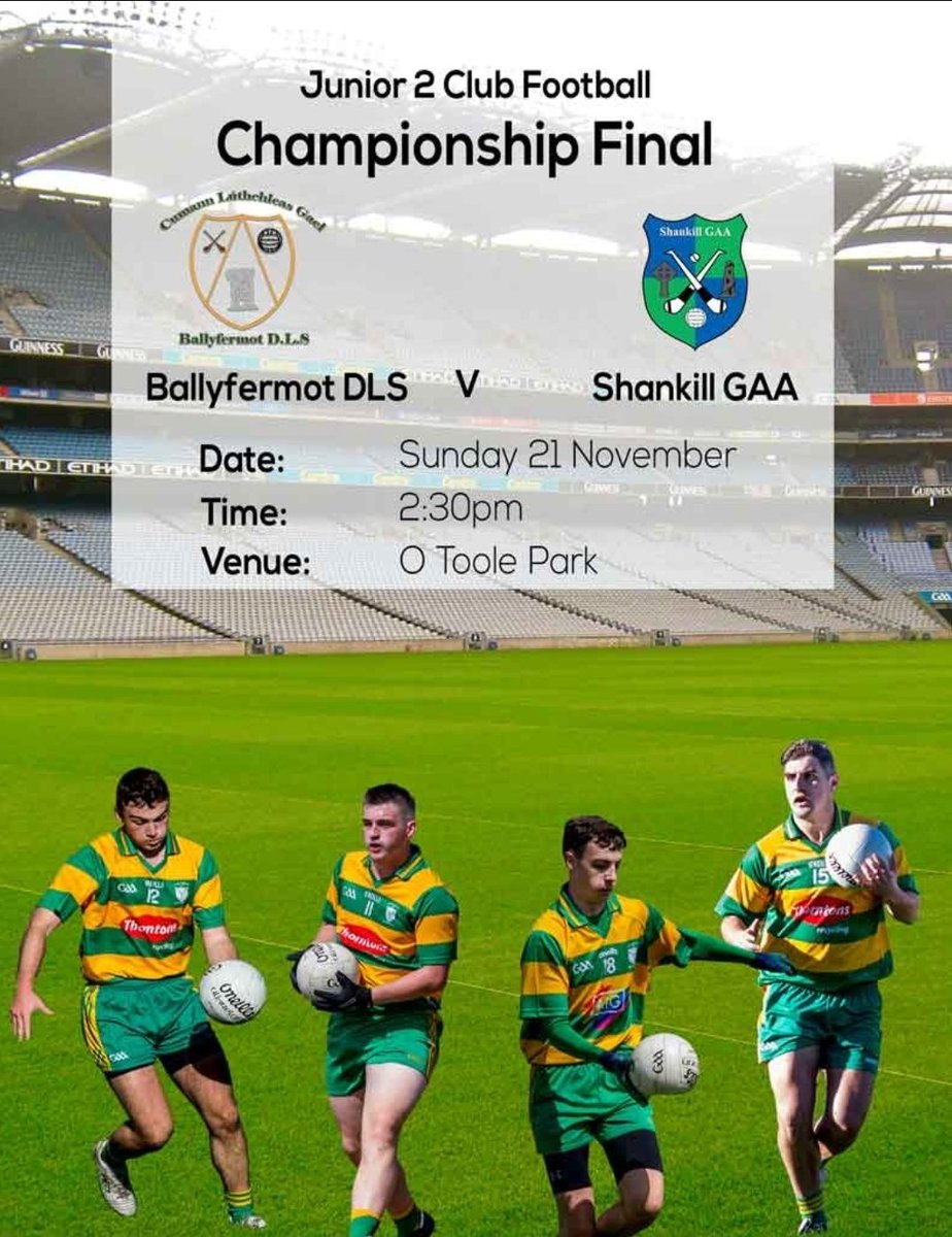 BallyfermotGael's tweet photo. Best of luck to the lads in the Championship Final today https://t.co/Lo5eZvvtnR