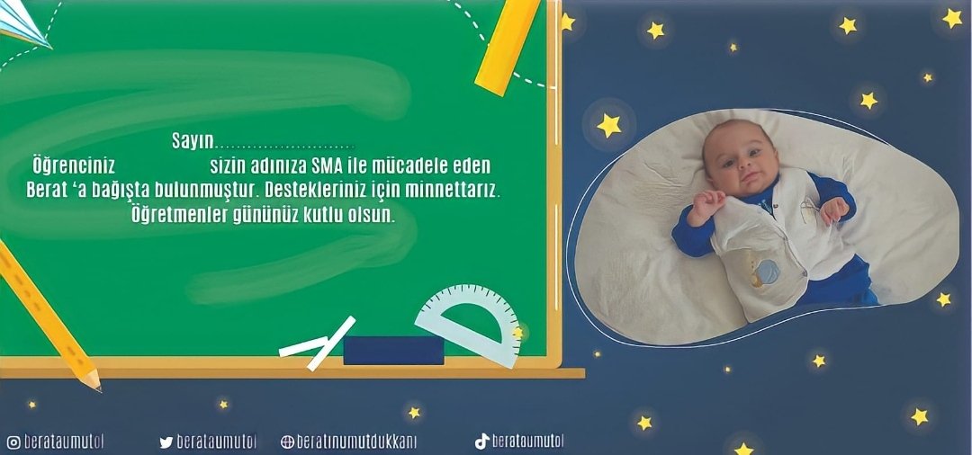 Bildiğiniz üzere Öğretmenler günü yaklaşıyor. Öğretmeninize güzel bir hediye vermek ister misiniz? Hemde bu sayede oğlumun kampanyasına da yardımcı olur musunuz 🙏

#BerataYıldızOlurmusun