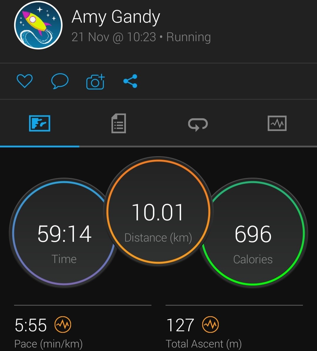 amy_flanagandy's tweet photo. Wooooo PB 10k...my knees hate me though 😓 don't think they'll ever let me get much faster 😓 @runningpunks #virtualrc #virtualrunningclub https://t.co/SdO1DqywyB