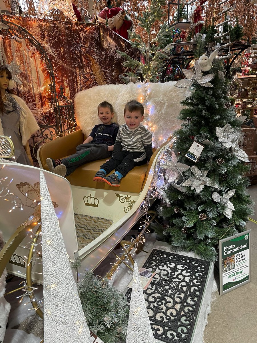 leahgriffsc's tweet photo. On our way home from a trip to see the parents we stopped by and fell in love with the Christmas spirit at this garden centre! Thank you for being a little magic to my boys long travel from Maesteg to Shrewsbury #ORLSleigh https://t.co/kYUYdO2jmh