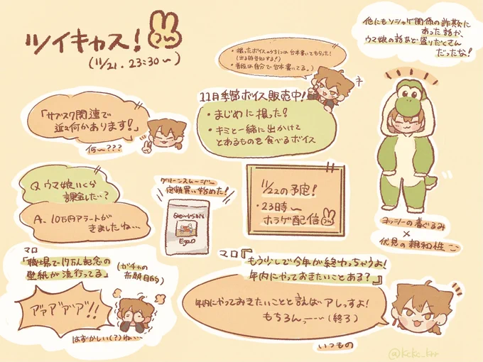 11/21 23:30〜、ツイキャスのメモ!!スキマ時間の短めキャス楽しかったな #絵ガク   #生アクト 