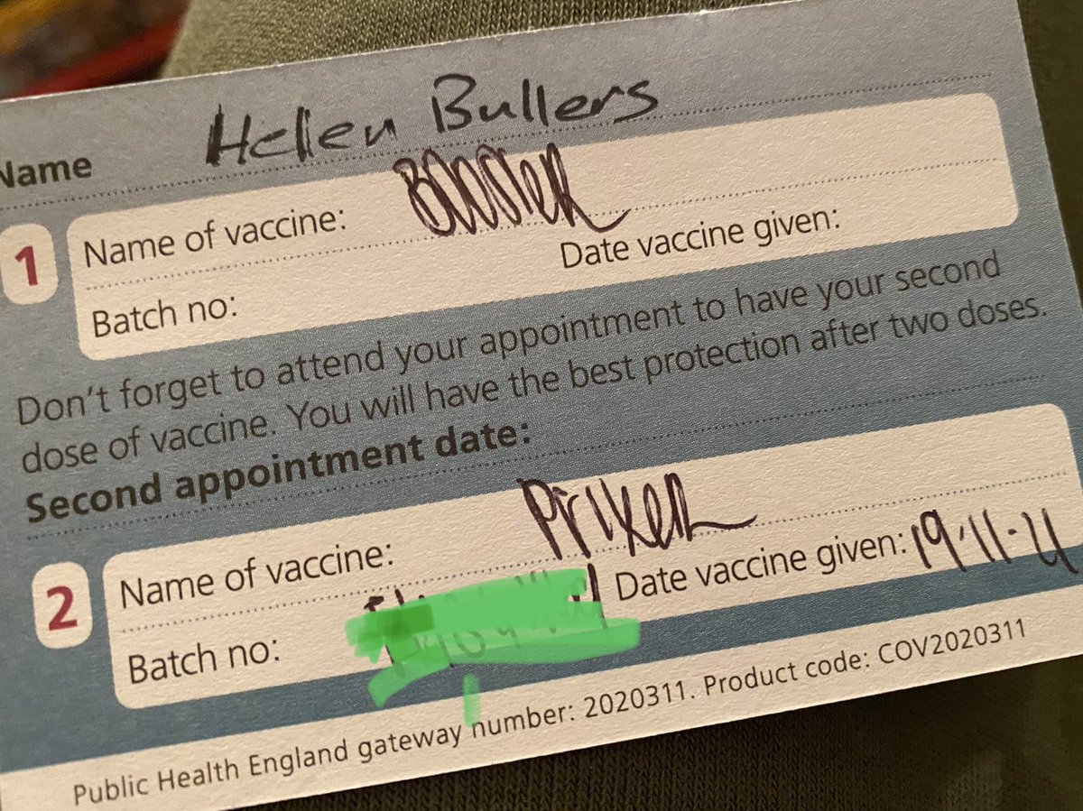 Booster on Friday evening - thanks @NHSEngland for making it so easy to book especially the choice of a local pharmacy. So important we all take the opportunity to get jabbed when it’s offered.