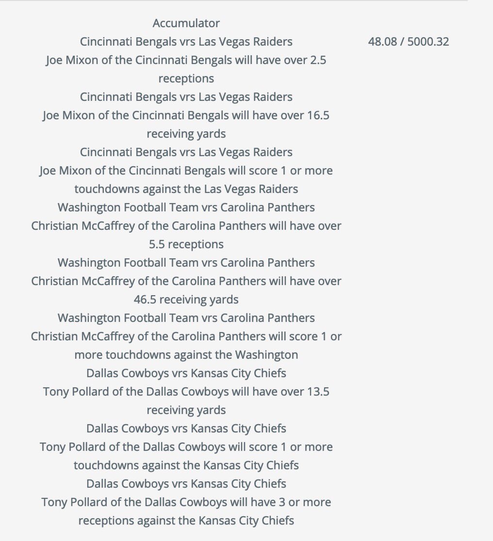 donkey_bets's tweet photo. Only have 9 leggers for today. Keeping it small 

Also cowboys ML

Whatever it is to win a unit https://t.co/YdcYGTihqD