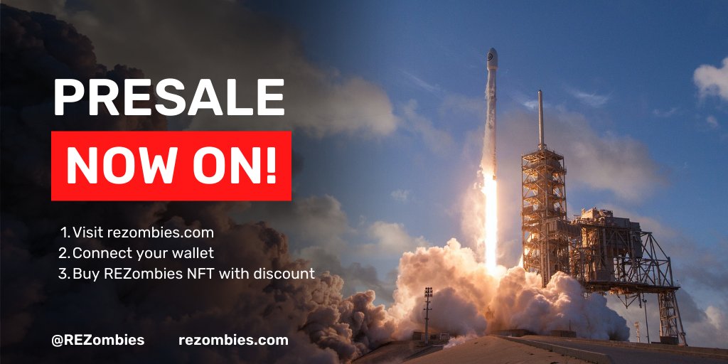 Our Presale is now on! 
Only 500 tokens at discount price - 80 MATIC per item!

1. Visit rezombies.com
2. Connect your wallet
3. Buy REZombies NFT with discount!

#REZombie #REZ #nft #nftcommunity #nftpresale #PreSale