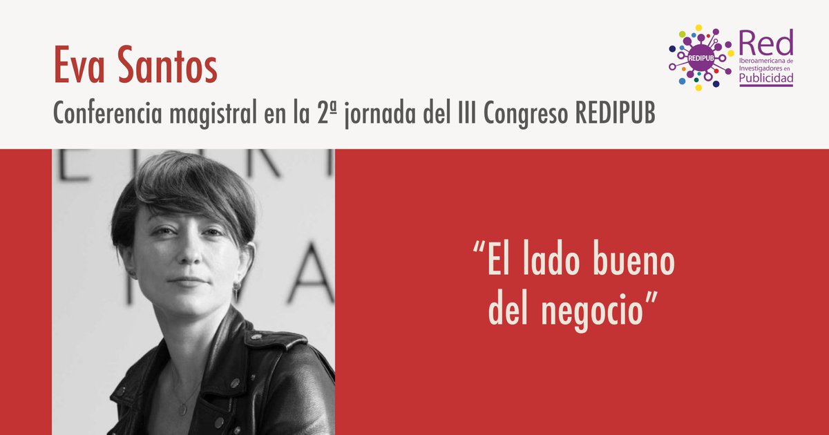 El 2 de diciembre tendremos otra excelente conferencia magistral con una de las creativas más reconocidas e influyentes del panorama internacional Eva Santos. redipub.org/programa-congr…