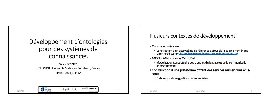 BISemWeb's tweet image. Les slides sur &quot;Développement d’ontologies
pour des systèmes de connaissances&quot; du Prof. Sylvie Despres de @univ_spn sont aussi disponibles ici linkedvocabs.org/bisw21/OntoCon… #bisemweb21 #ai4africa #ontologie