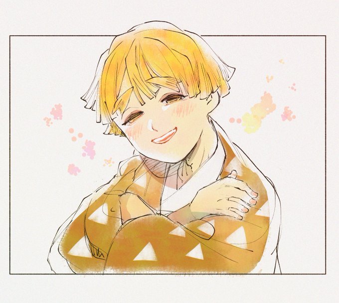 タケノコさんがTwitterに投稿した我妻善逸(鬼滅の刃)のイラスト。