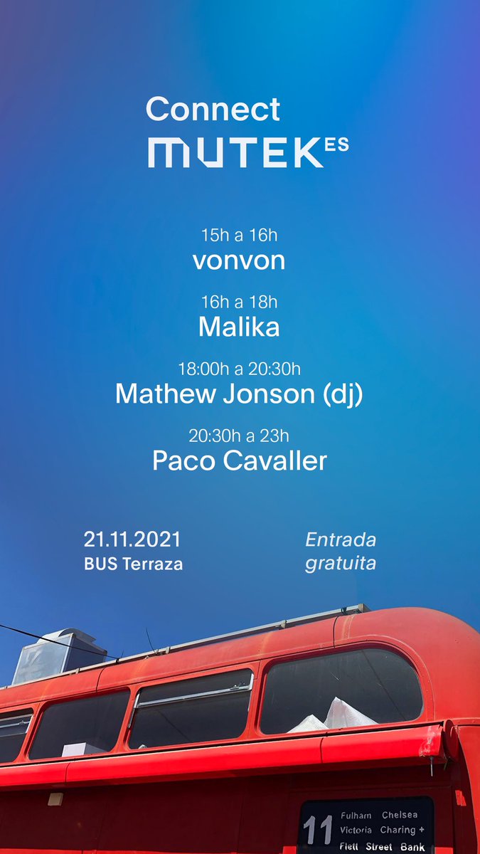 MUTEK_ES's tweet photo. ¡ATENCIÓN! Pequeño cambio de última hora en el orden de las actuaciones de hoy. Estos son los horarios definitivos. ¡Nos vemos en un rato en el BUS! #MUTEKConnect #MUTEKES https://t.co/3FeOI0dlcm