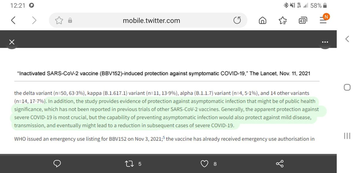 mikalche's tweet image. $OCGN #COVAXIN  capability of preventing asymptomatic infection would also protect against transmission Its the ONLY vaccine developed in delta covid era &amp;amp; ONLY vaccine with asymptomatic data &amp;amp; can be kept up to 3 months @ room temp 25°C #Covaxin4Kids  @B1llyTh2K3d @charmishere