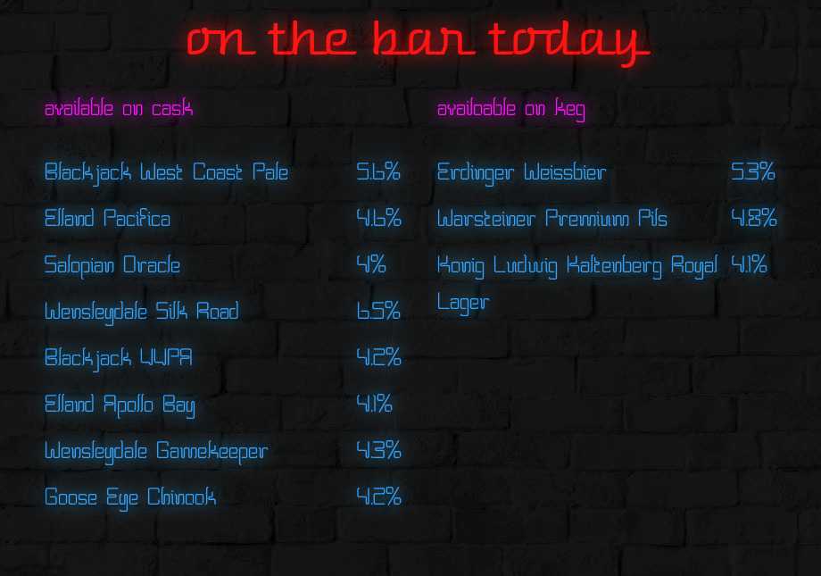 On the bar today! Beer Board: bit.ly/2RnJlHA @Blackjackbeers @EllandBrewery @SalopianBrewery @Wensleydale_Ale #ErdingerWeissbier @WARSTEINER_UK #KonigLudwig @hxcamra #RealAleFinder