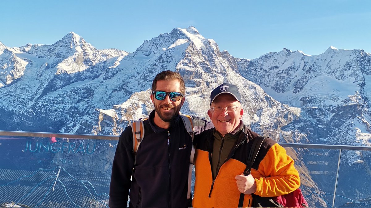 michal_juricek's tweet photo. Schilthorn Piz Gloria James Bond style, wonderful day out in Alps with @UOHaleyLab @JuricekLab @RickhausGroup @TomSolomek https://t.co/4okYgZYm7O