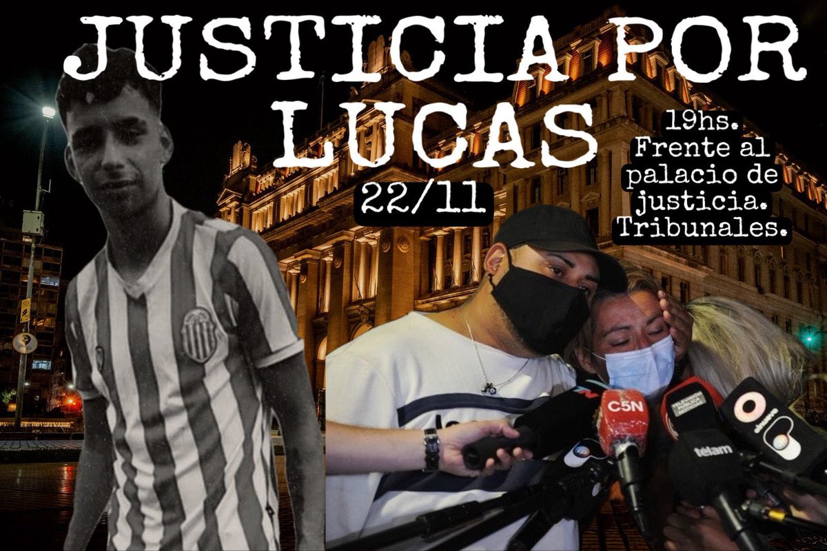Gregoriodalbon's tweet photo. Lunes 22/11 a las 19 horas Frente al Palacio de Tribunales. Talcahuano entre Lavalle y Tucumán. (CABA)
Sin banderías políticas. 

Hablarán familiares de las víctimas y nadie más. 

Están todos y todas convocados traigan una velita y la bandera Argentina 🇦🇷 

#JusticiaPorLucas https://t.co/UcROfqx9CL